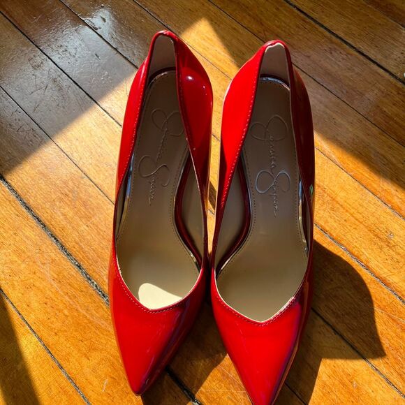 Jessica Simpson Heels Women's 7 Red Patent Leather Courts - Picture 7 of 7